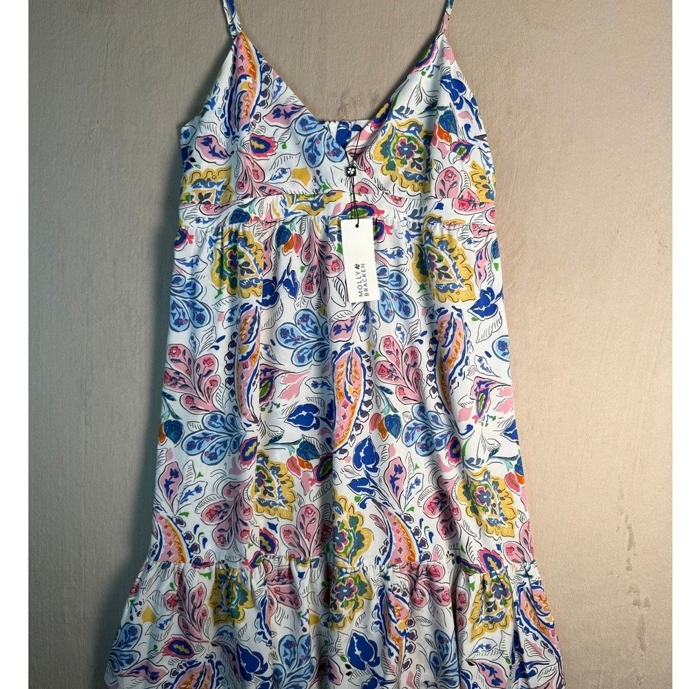 Molly Bracken NEW Lydia Paisley Floral Mini Dress Womens M White Multicolor Boho